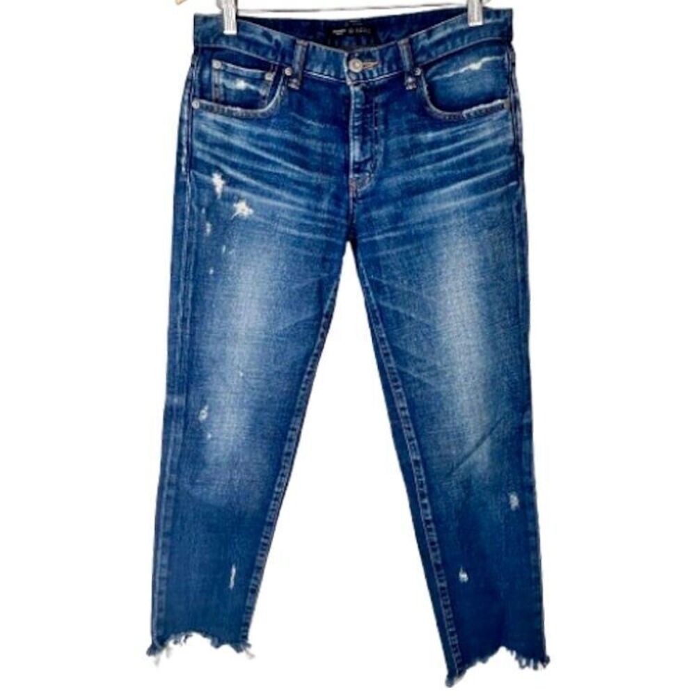 💐 Moussy Size 28 Vintage Skinny Jeans Blue Denim Ankle Distressed Japan $360 - Picture 2 of 14